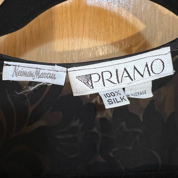 Vintage NEIMAN MARCUS Priamo Long black Floral silk Kimono Robe Size M NO BELT​​ - Picture 2 of 3